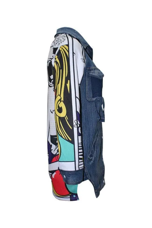 CY191 Graphic Denim Long Jacket
