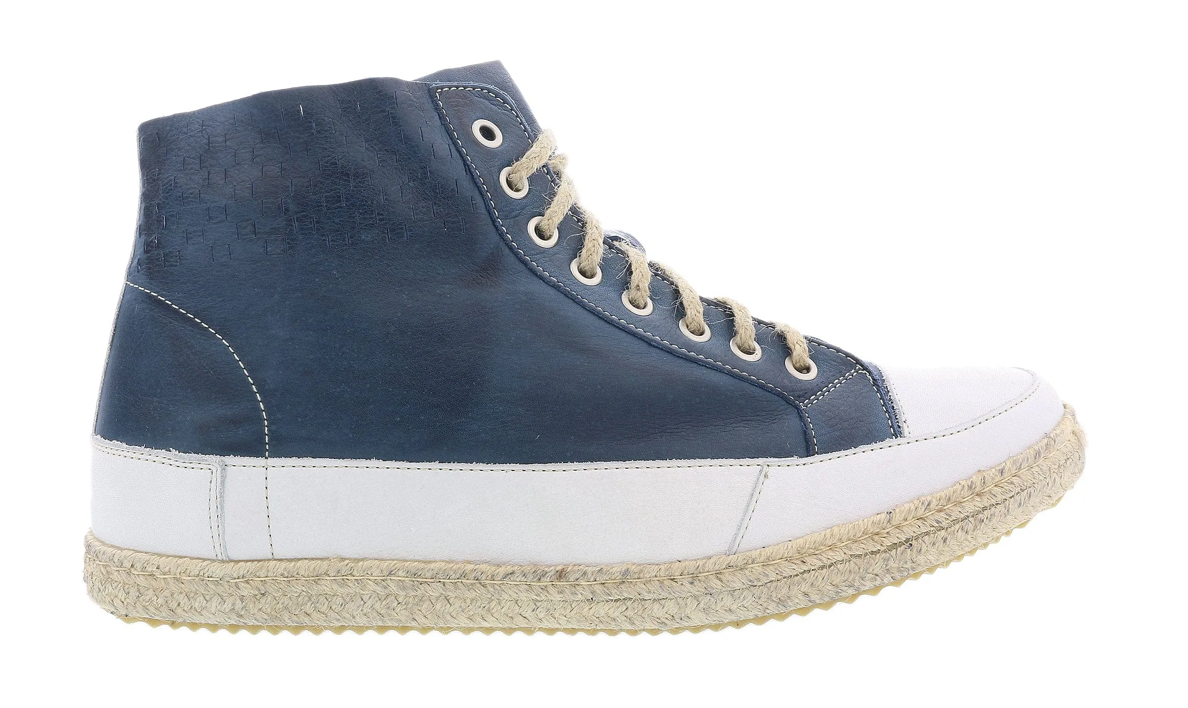 DANIELA FARGION Blue/White Leather Espadrille High Top Sneakers-