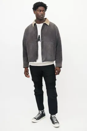 Dark Grey Distressed Canvas Work Jacket
