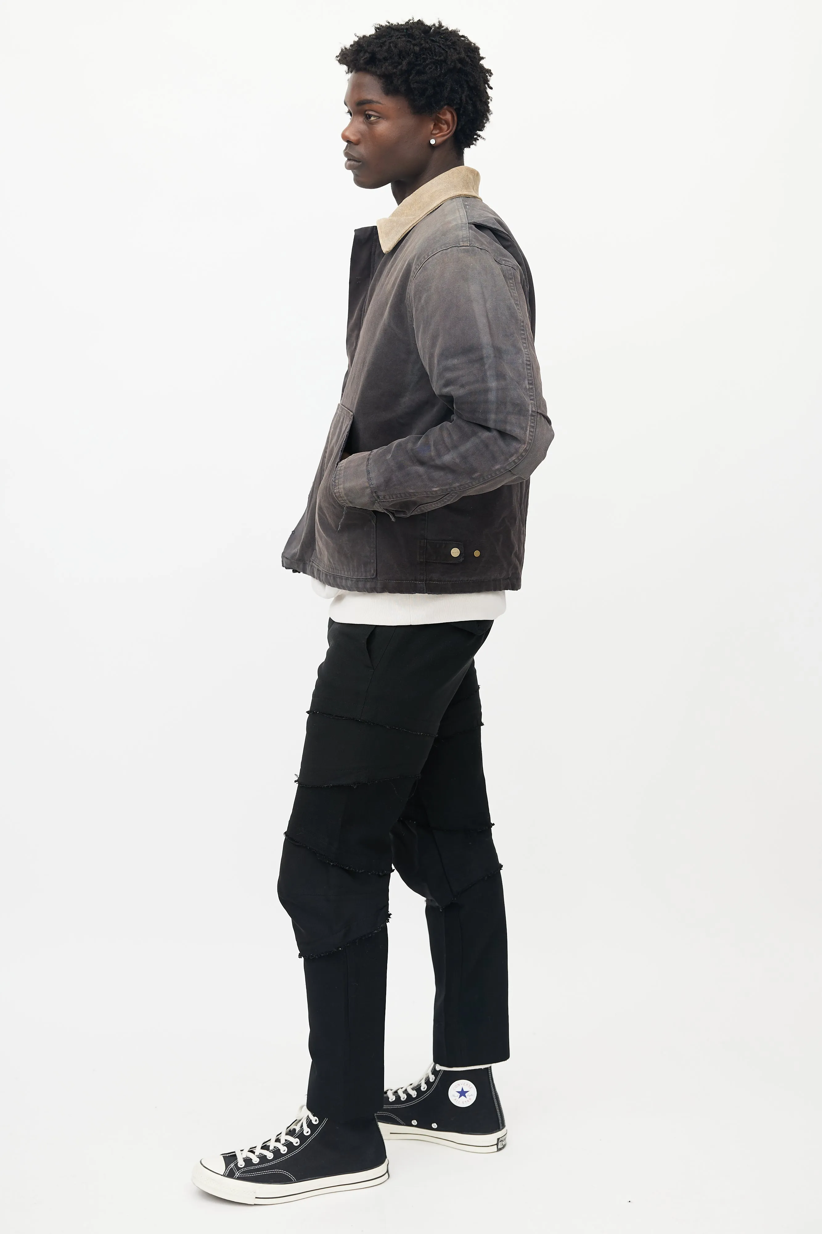Dark Grey Distressed Canvas Work Jacket