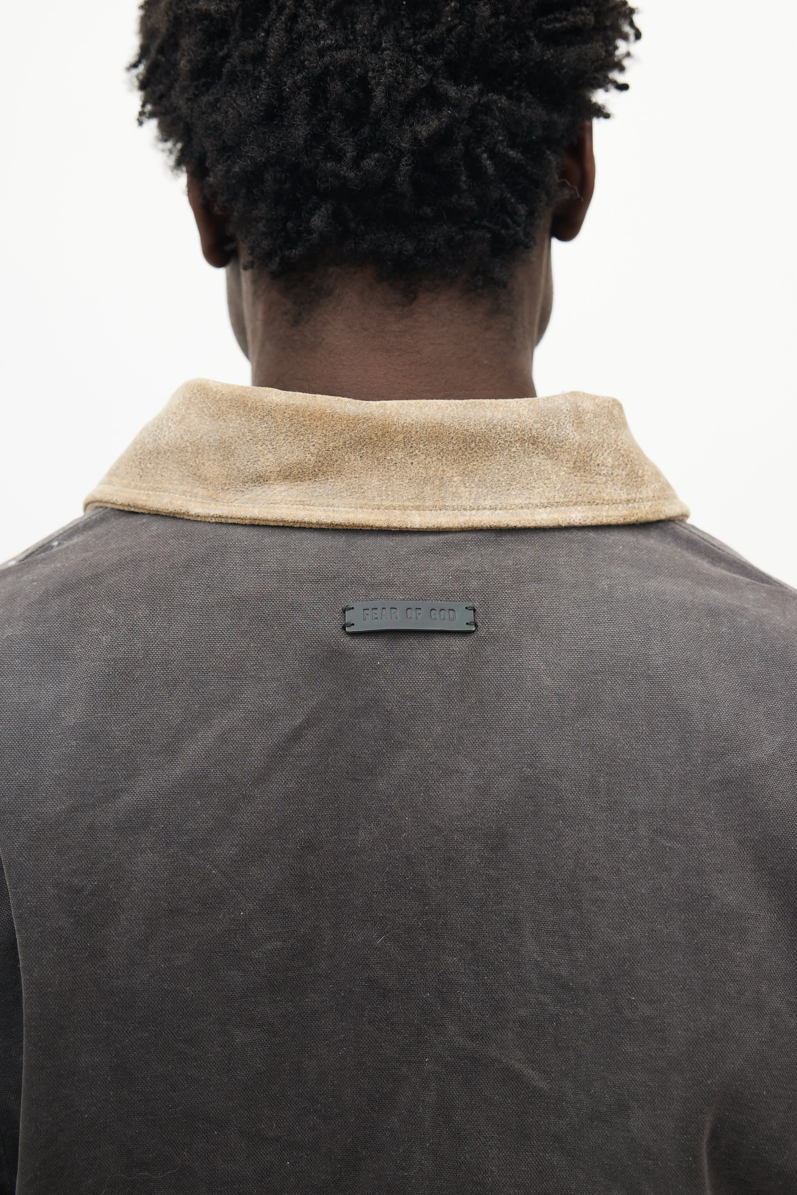 Dark Grey Distressed Canvas Work Jacket