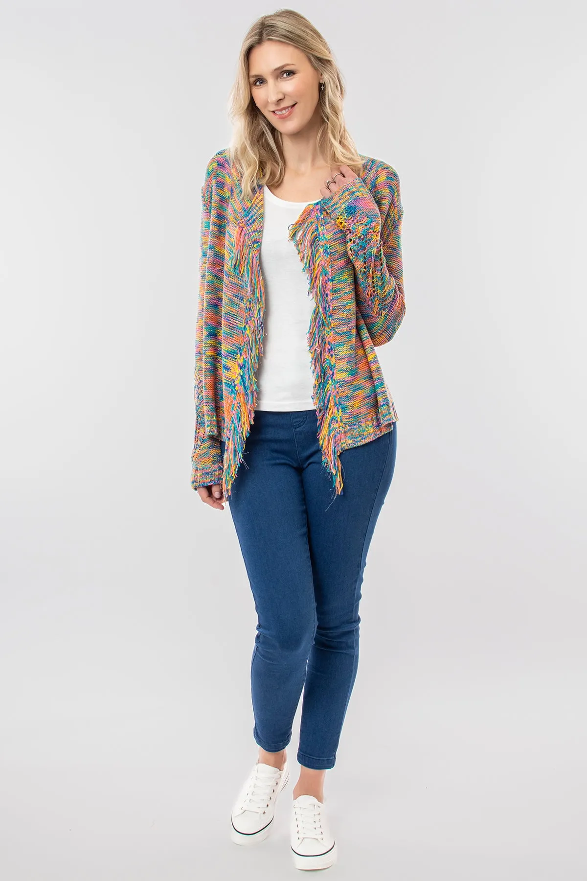 Fringe multicolour cardigan