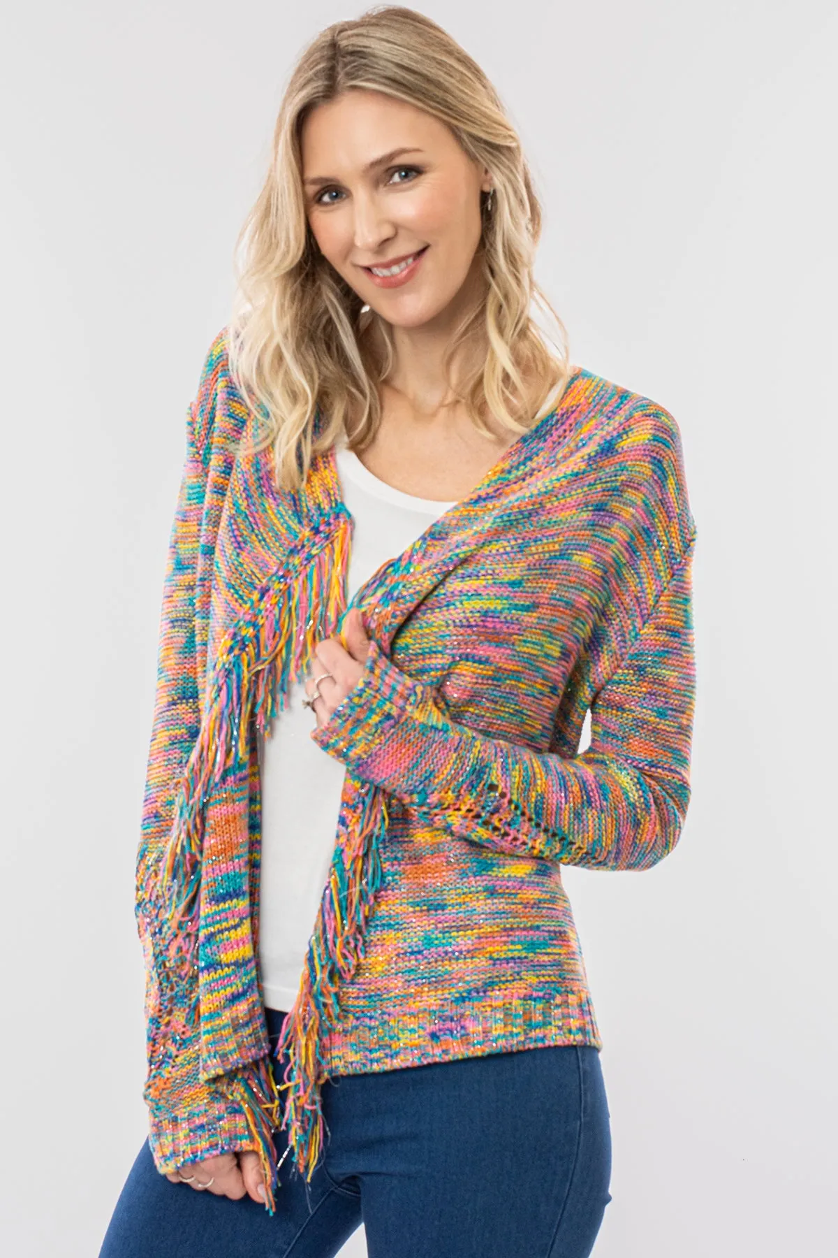 Fringe multicolour cardigan