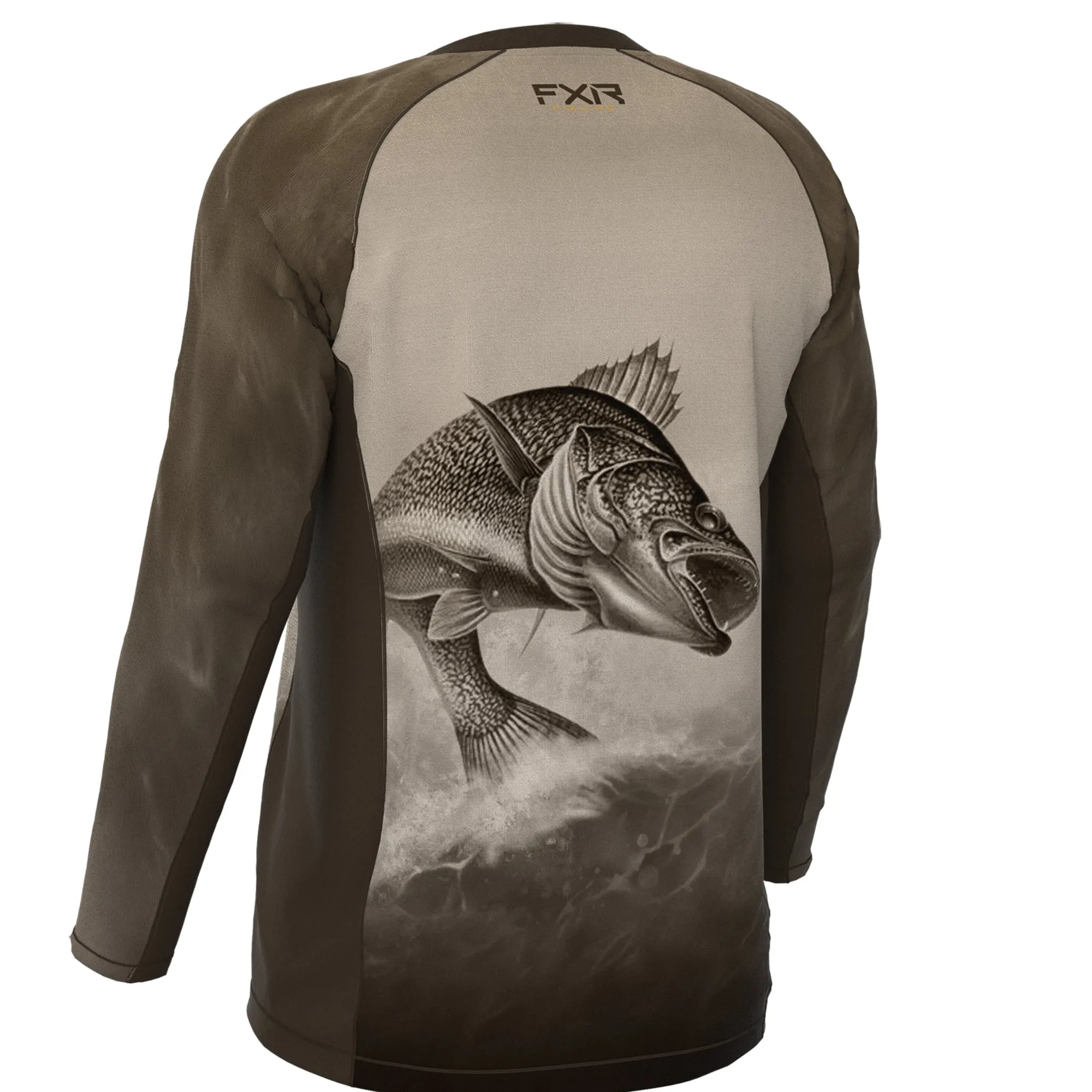 FXR  Mens Big Treble UPF Longsleeve Shirt Bronze Walleye Lightweight Polyester