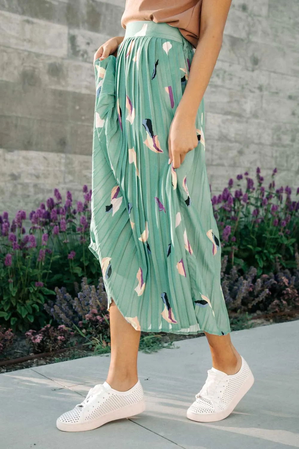 Geo Print Accordion Skirt