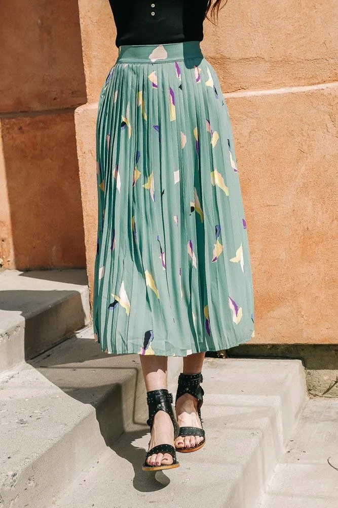 Geo Print Accordion Skirt