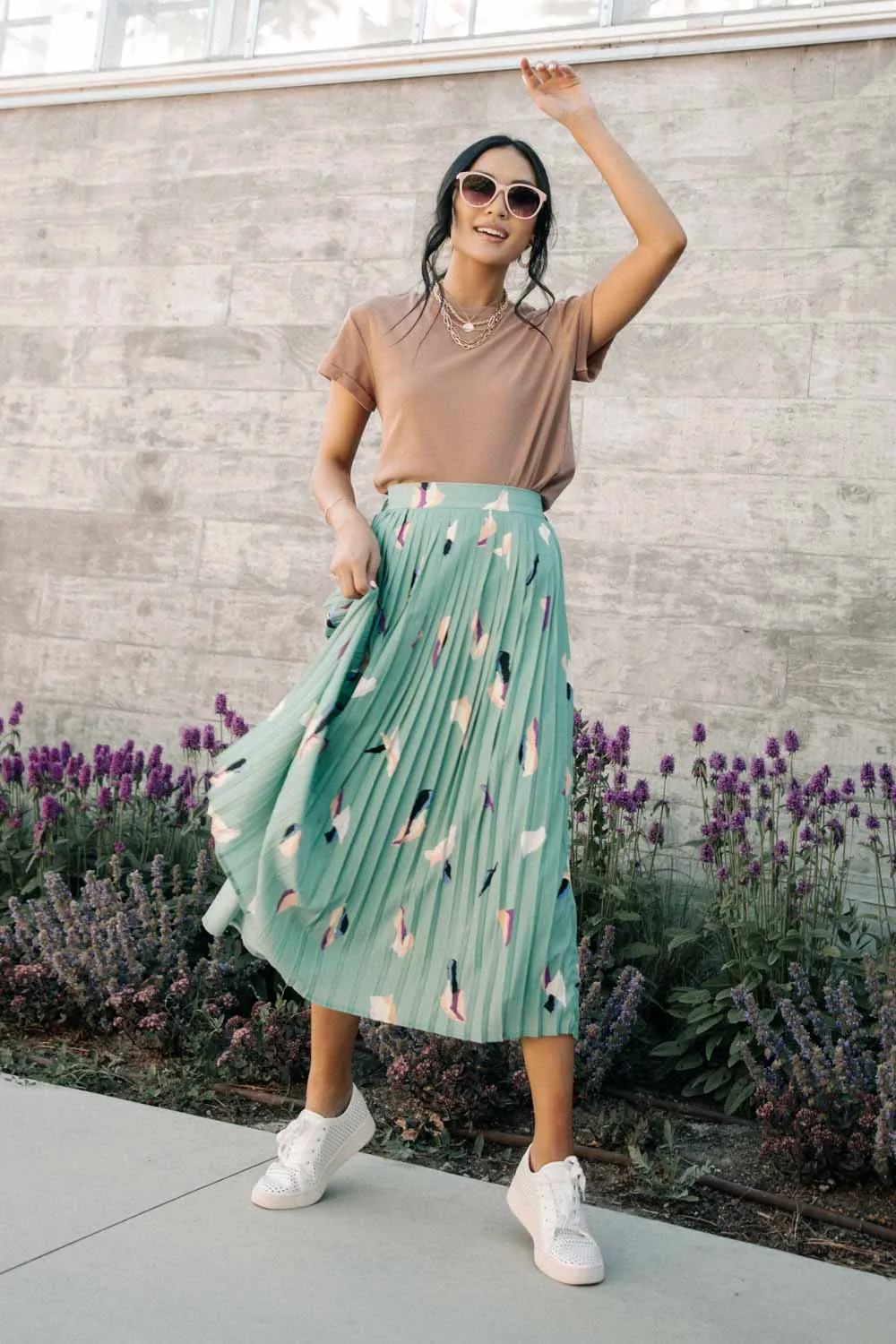 Geo Print Accordion Skirt