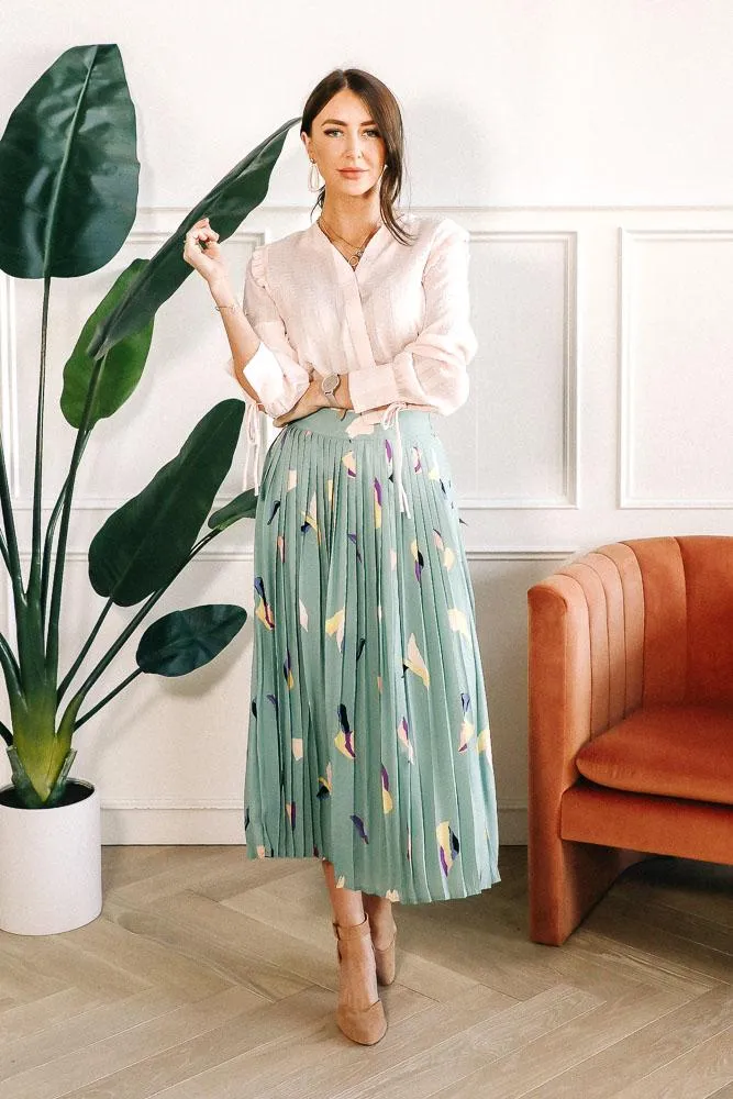Geo Print Accordion Skirt