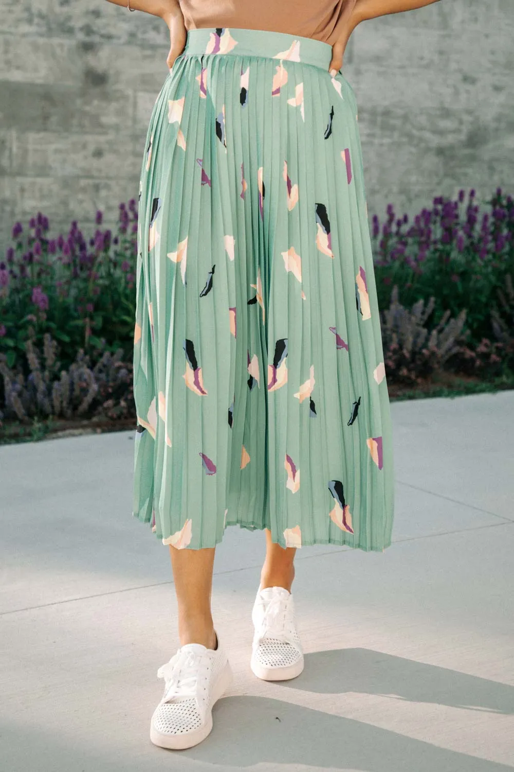 Geo Print Accordion Skirt
