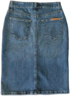 Inherit Zana Front Button Denim Midi Skirt Stretchy True Fit with Pockets Skirts for Women - Sizes 2-20 - Multiple Lengths