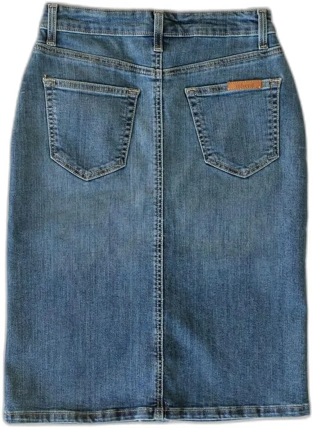 Inherit Zana Front Button Denim Midi Skirt Stretchy True Fit with Pockets Skirts for Women - Sizes 2-20 - Multiple Lengths