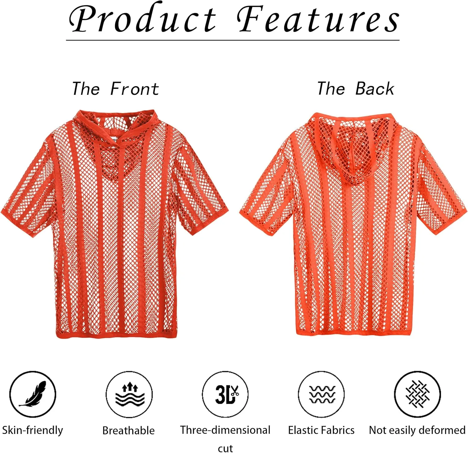 Mens Stripe Hoodies See Through Mesh Short Sleeve T-Shirt Sexy Sheer Muscle Undershirt Top M L XLXL