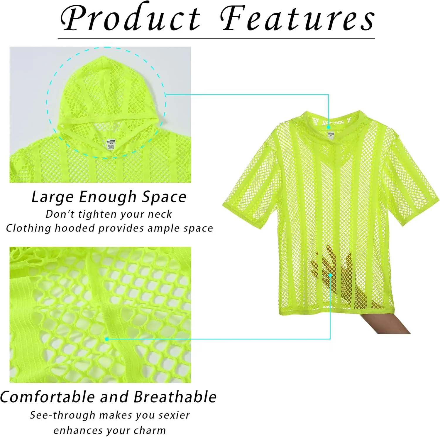 Mens Stripe Hoodies See Through Mesh Short Sleeve T-Shirt Sexy Sheer Muscle Undershirt Top M L XLXL