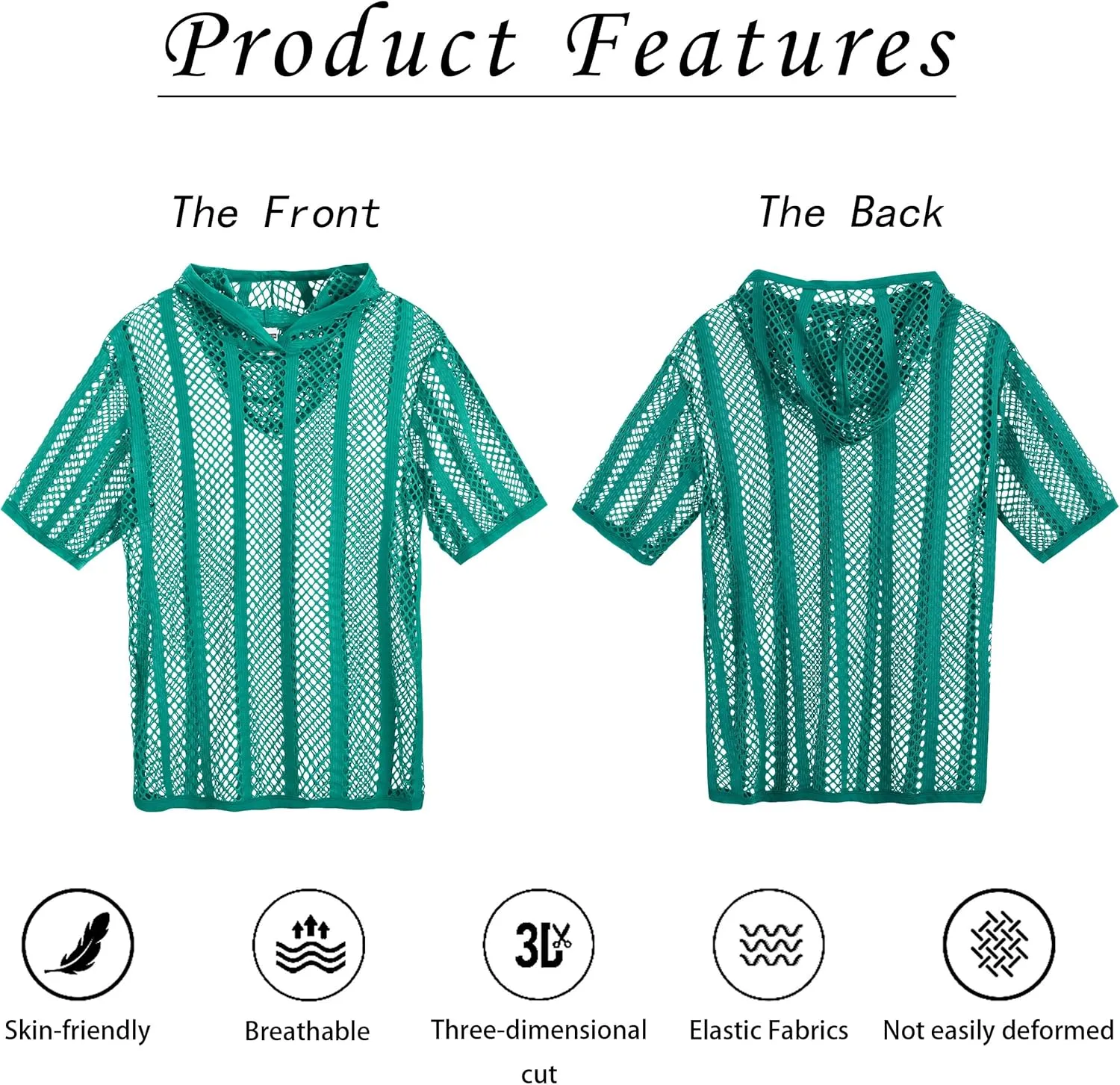 Mens Stripe Hoodies See Through Mesh Short Sleeve T-Shirt Sexy Sheer Muscle Undershirt Top M L XLXL