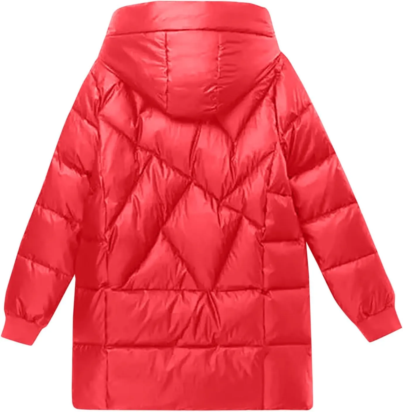 NATHGAM Women's Baggy Long Hooded Down Jacket Lightweight Oversized Winter Mockneck Puffer Coat Waterproof Loose Padded Coat