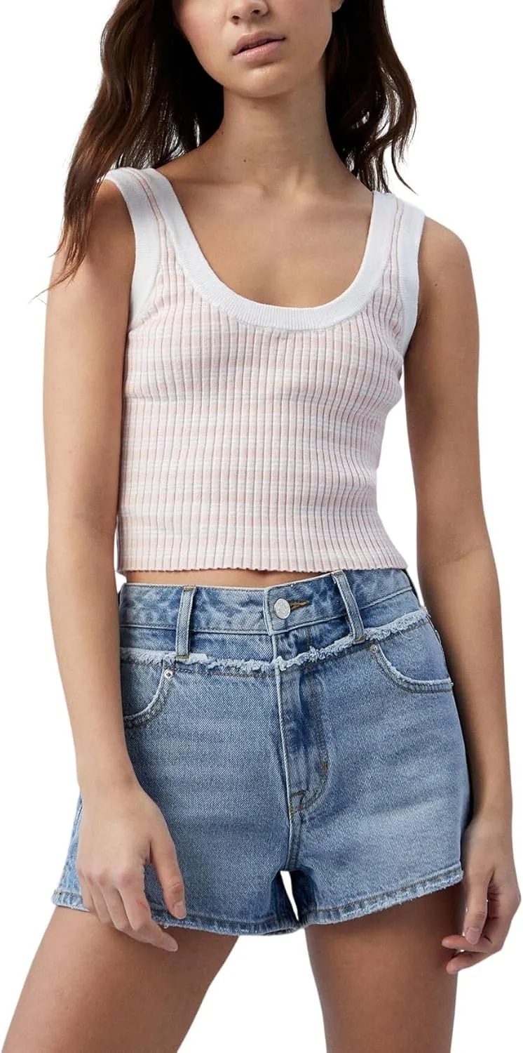 PacSun Women's Eco Light Indigo Frayed High Waisted Denim Festival Shorts