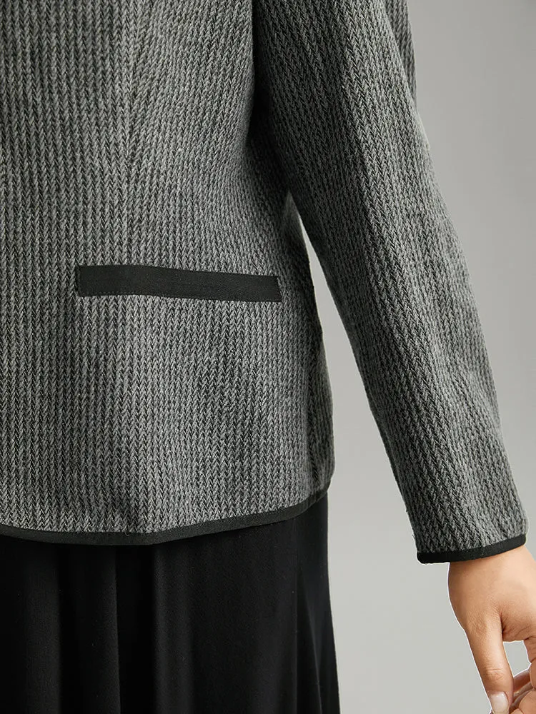 Solid Textured Patchwork Zipper Pocket Blazer