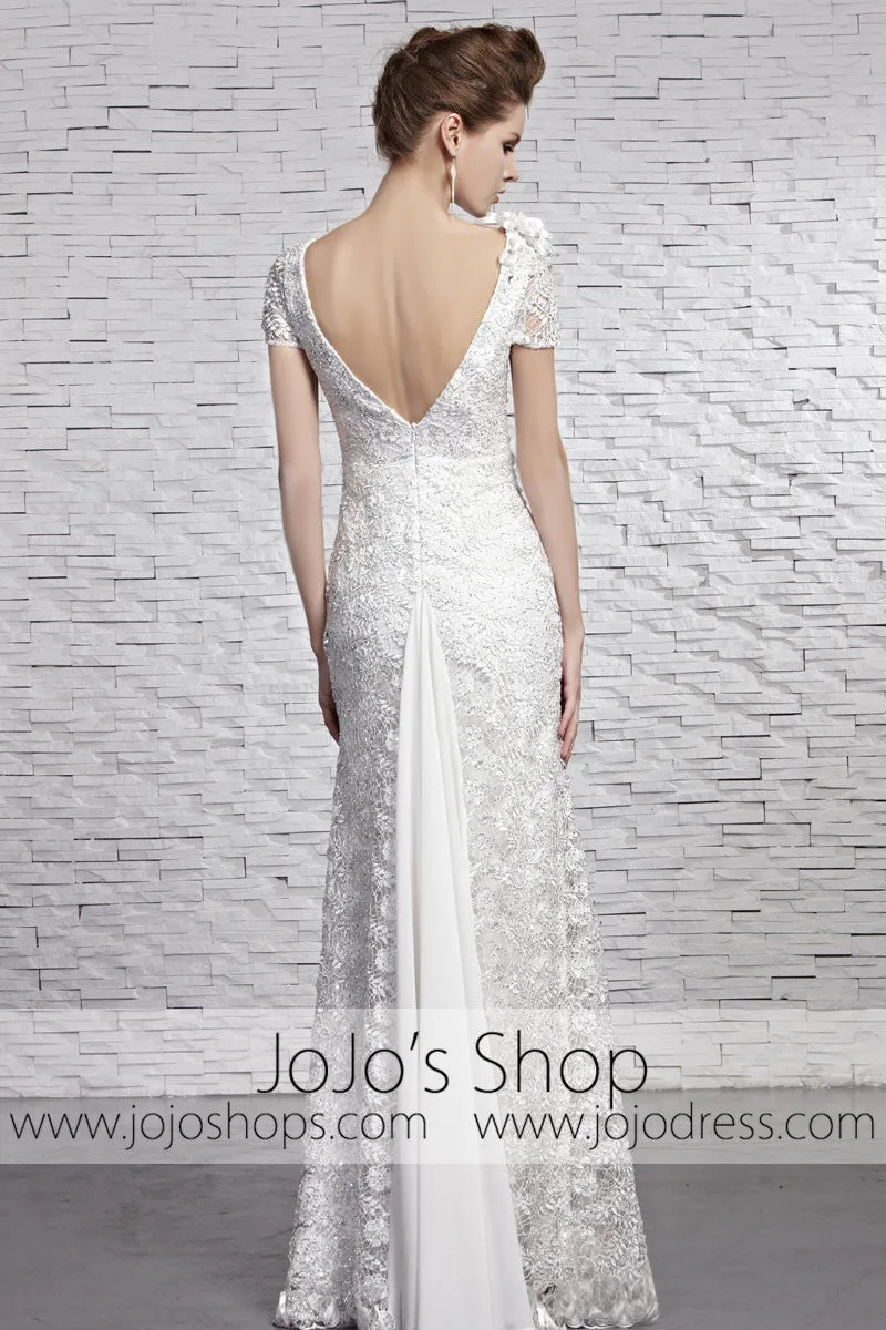 White Low Back Lace Reception Prom Evening Formal Dress CX881593