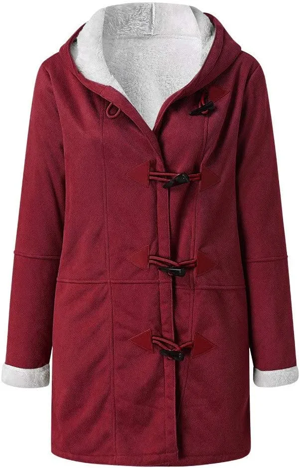 Winter Jackets for Women Warm Sherpa Fleece Lined Distressed Jackets Hooded Parka Faux Suede Pea Coat Outerwear