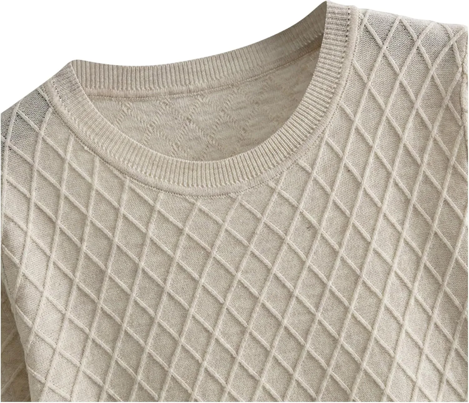Womens 2 Piece Sweater Set Casual Cable Knit Short Sleeve Top Knee Length Skirt Loose Pullover Spring Fall Outfit