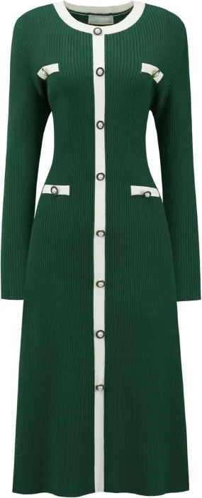 Women's Midi Dress Knit Long Sleeve Sweater Dresses