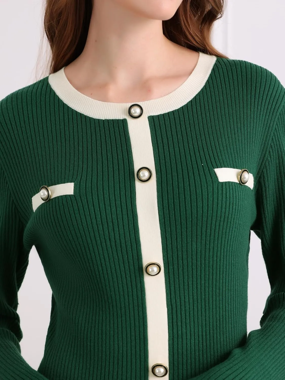 Women's Midi Dress Knit Long Sleeve Sweater Dresses