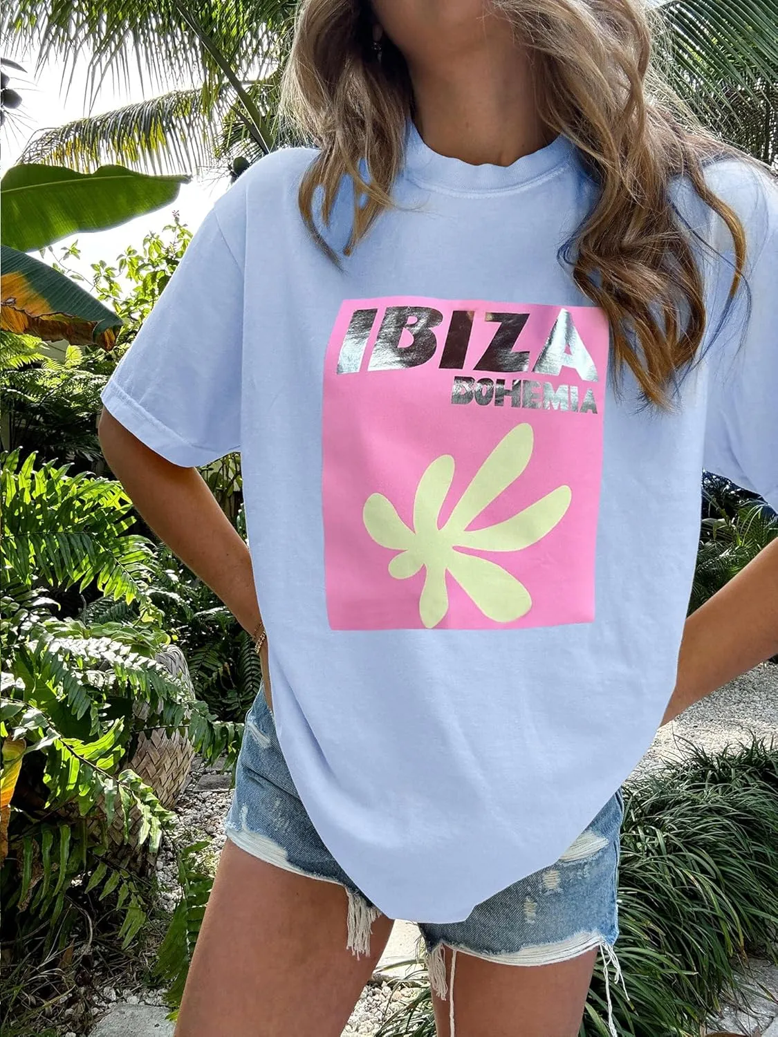 Womens Oversized Vintage Flower Tshirts Preppy Western Graphic Tees Tops Y2k Ocean Coastal Summer Beachy T Shirts