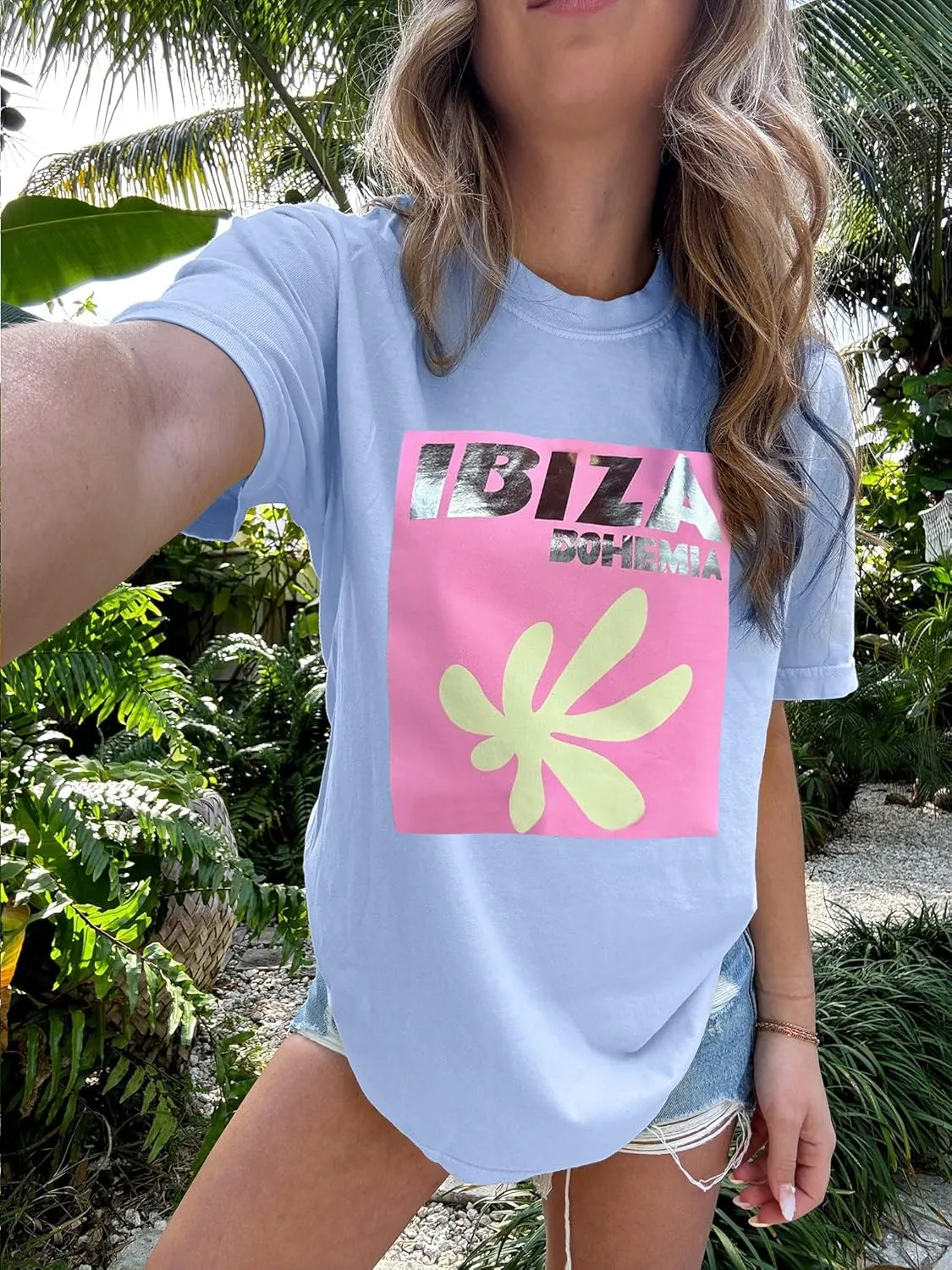 Womens Oversized Vintage Flower Tshirts Preppy Western Graphic Tees Tops Y2k Ocean Coastal Summer Beachy T Shirts