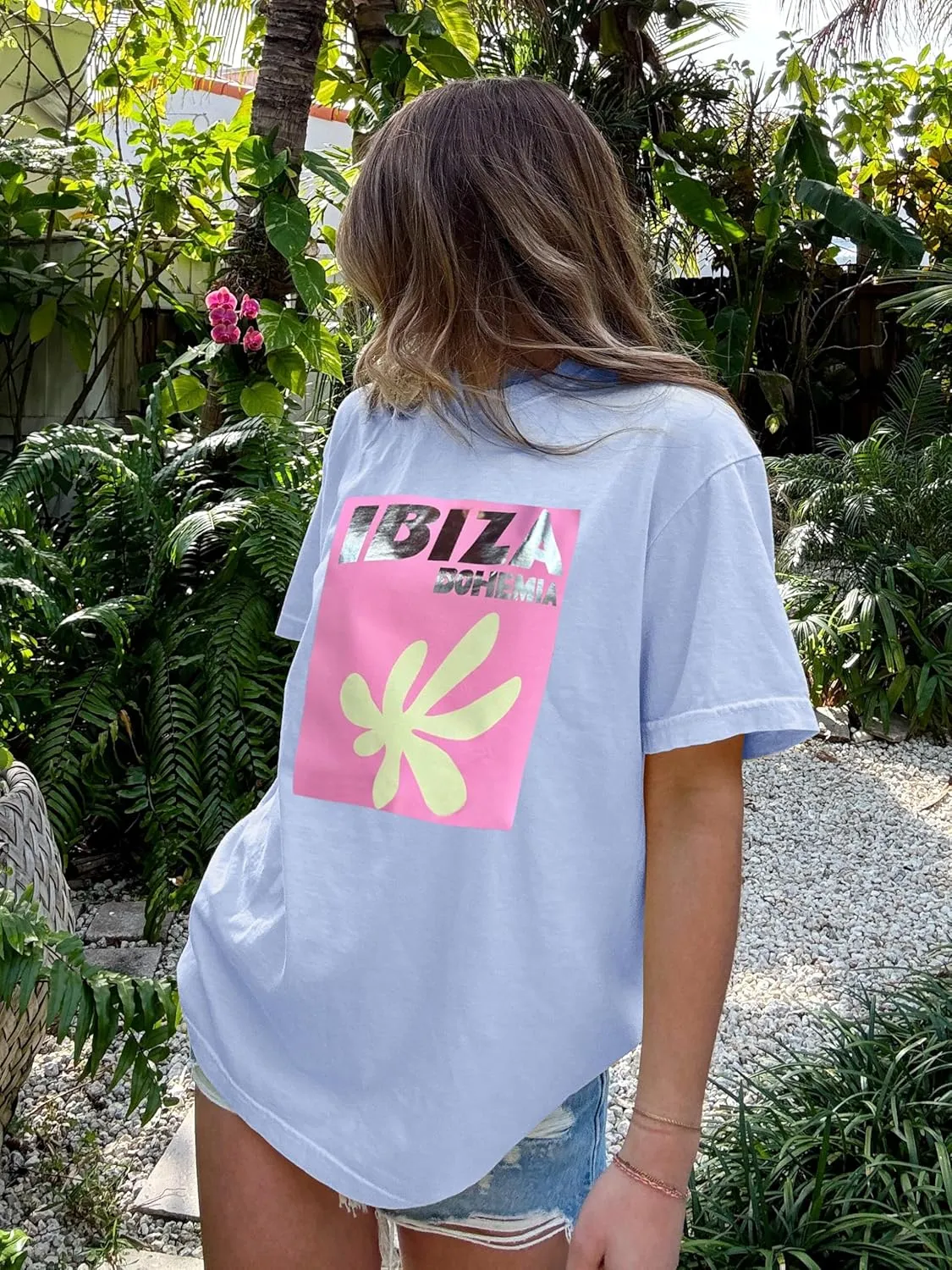Womens Oversized Vintage Flower Tshirts Preppy Western Graphic Tees Tops Y2k Ocean Coastal Summer Beachy T Shirts