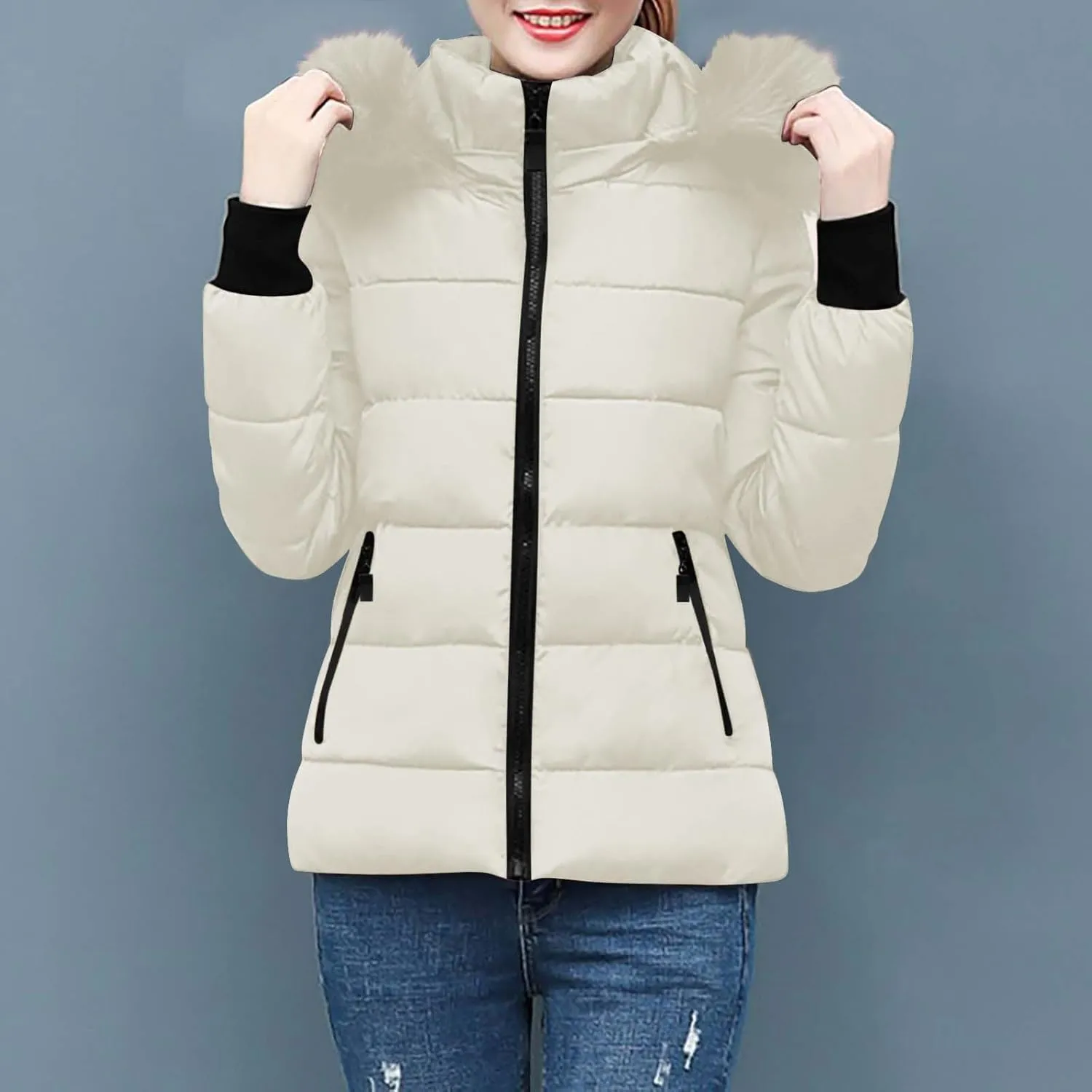 Women's Winter Snow Puffer Coats Thicken Warm down Jackets Waterproof Faux Fur Detachable Hooded Solid Parka Outwear